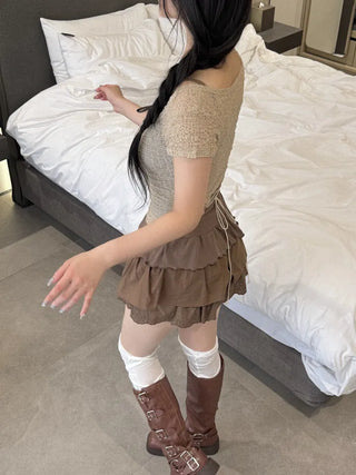 Seersucker backstrap U-neck crop top