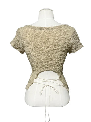 Seersucker backstrap U-neck crop top