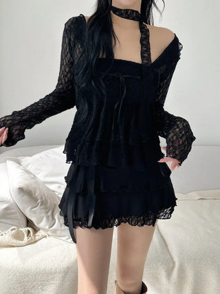 Lenny Cancan lace flare top