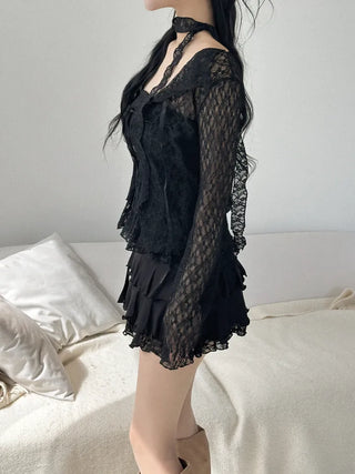 Lenny Cancan lace flare top