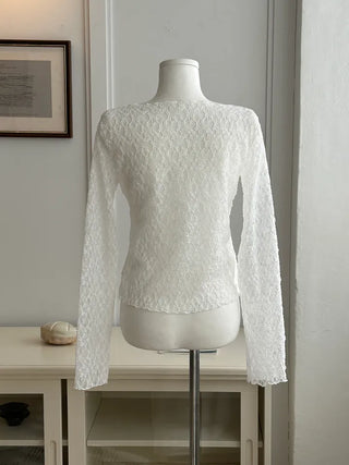 Ribbon lace open long sleeve cardigan