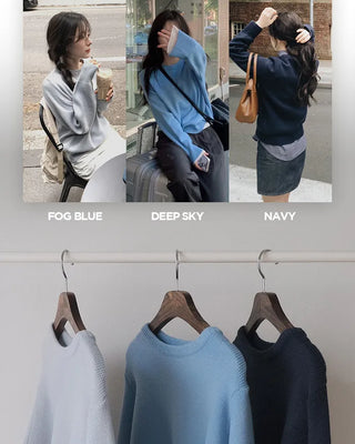 (round neck/v-neck) Soft round knit - 9 colors