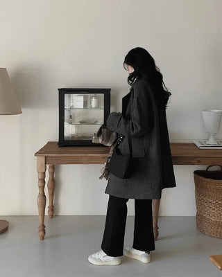 Warm fleece-lined semi-bootcut slacks