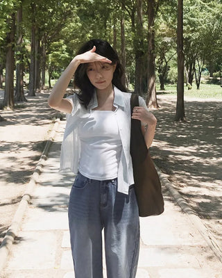 Striped short-sleeved shirt