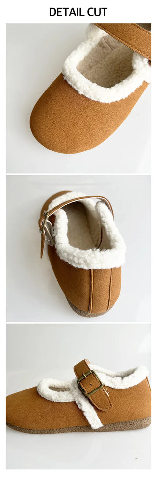 Very lightweight fur Mary Jane flat loafers (1cm)