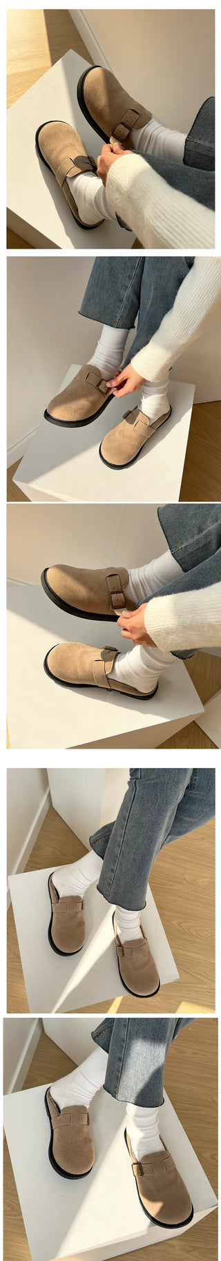 Viner Round Fur Slippers Bloafer Mule (1.5cm)