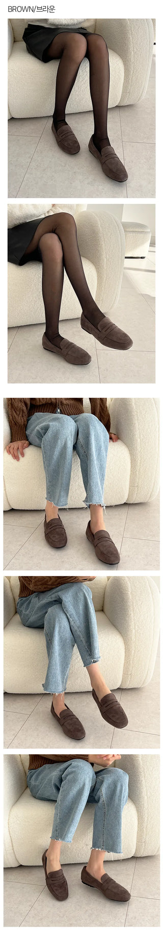 Archline Plain Hallux Valgus Driving Suede Penny Loafers (1cm)