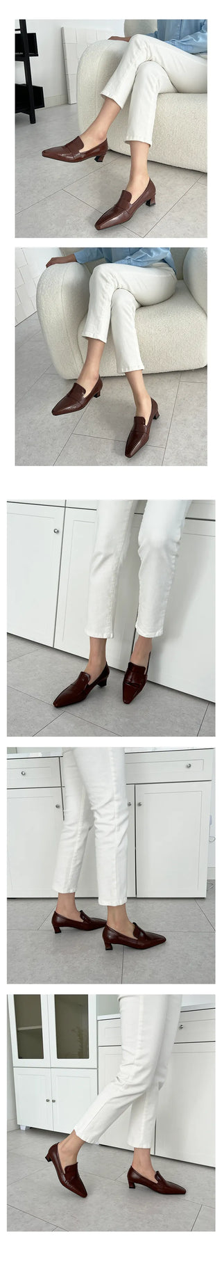 Chani Square Penny Square Kitten Loafer Mid Heel (4CM)