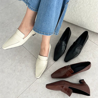 Chani Square Penny Square Kitten Loafer Mid Heel (4CM)