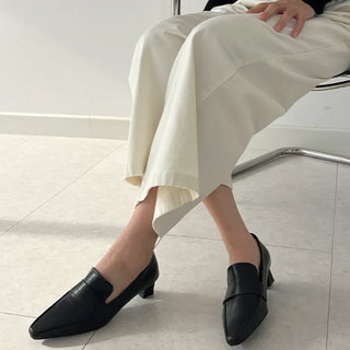Chani Square Penny Square Kitten Loafer Mid Heel (4CM)