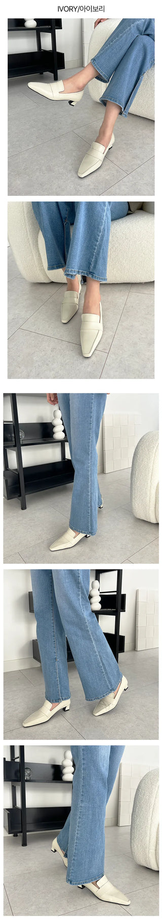 Chani Square Penny Square Kitten Loafer Mid Heel (4CM)