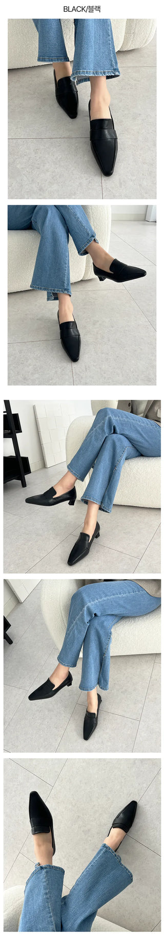 Chani Square Penny Square Kitten Loafer Mid Heel (4CM)