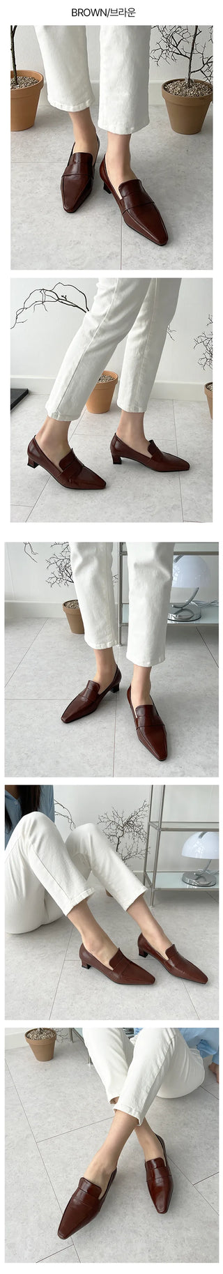 Chani Square Penny Square Kitten Loafer Mid Heel (4CM)