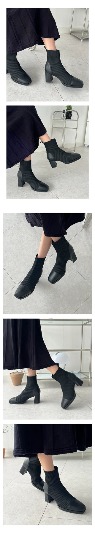 Gaboshi Irene Knitspan Fall Ankle Boots (7CM)