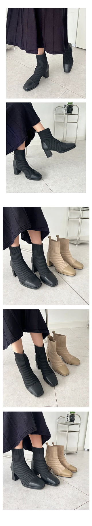 Gaboshi Irene Knitspan Fall Ankle Boots (7CM)