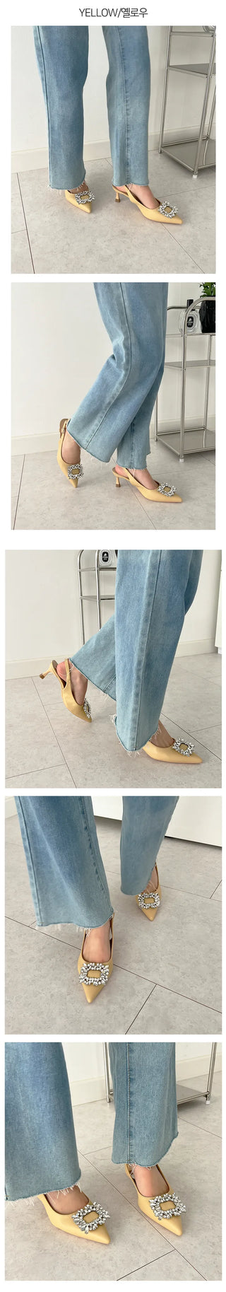 Honey Cubic Roger Vivi Stiletto Natural Leather Slingback Mid Heel (7CM)