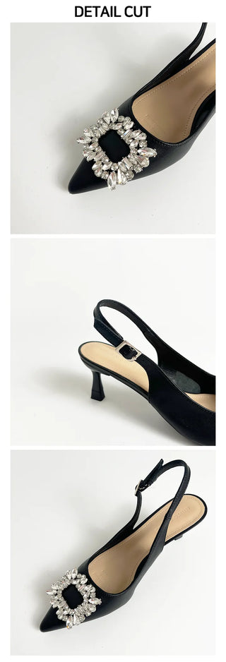 Honey Cubic Roger Vivi Stiletto Natural Leather Slingback Mid Heel (7CM)