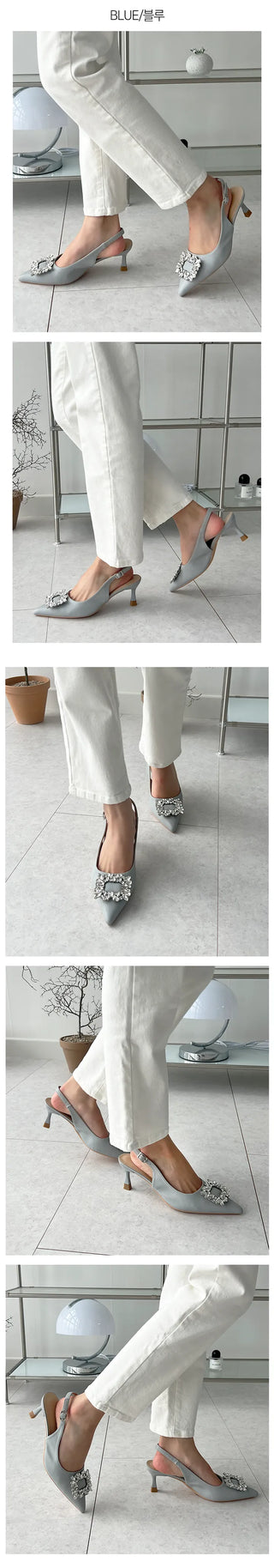 Honey Cubic Roger Vivi Stiletto Natural Leather Slingback Mid Heel (7CM)