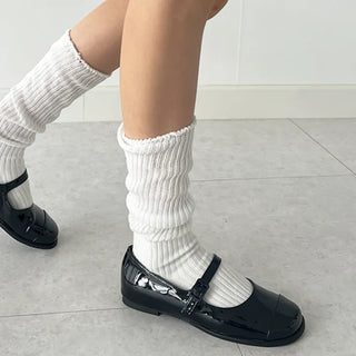 Summi Round Shape Mary Jane Buckle Loafer Flat (1CM)