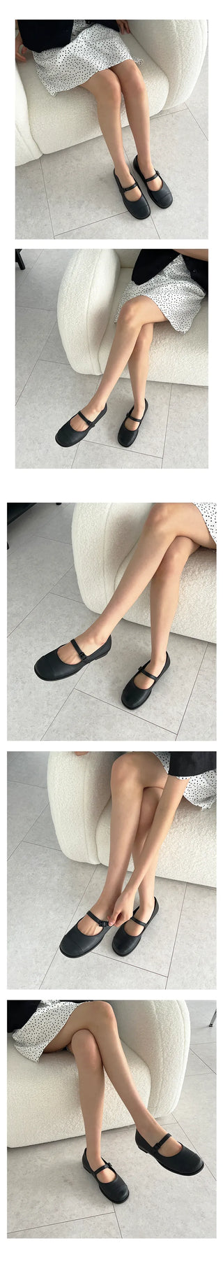 Summi Round Shape Mary Jane Buckle Loafer Flat (1CM)