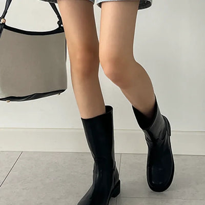 Vicky Round Wide Boots for Fall Half-Middle Boots (3cm)