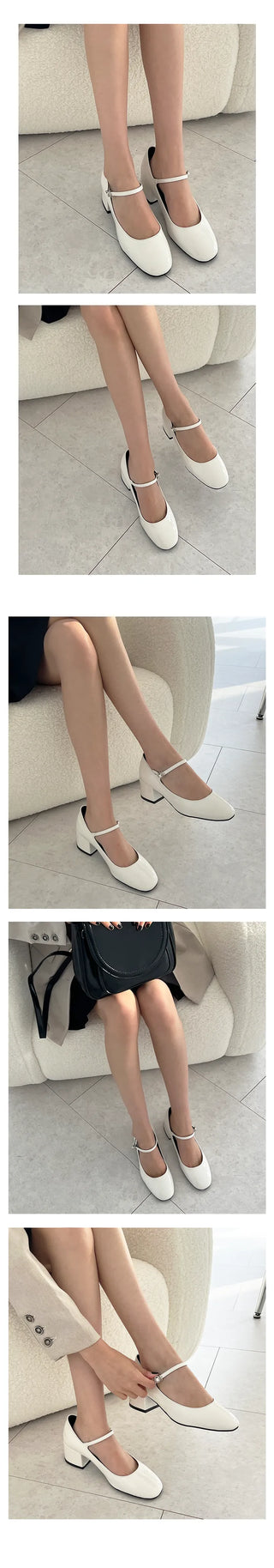 Purple Mary Jane Square Heel Pumps (5CM)
