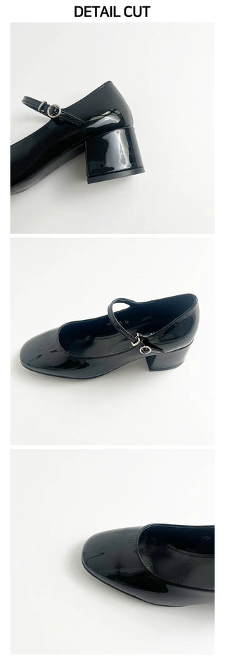 Purple Mary Jane Square Heel Pumps (5CM)