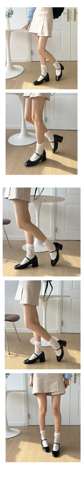 Purple Mary Jane Square Heel Pumps (5CM)