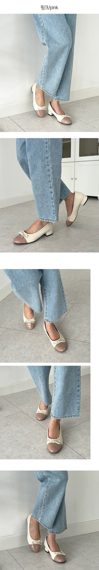 Maya Ribbon Enamel Combination Color Block Loafers (3/1CM)