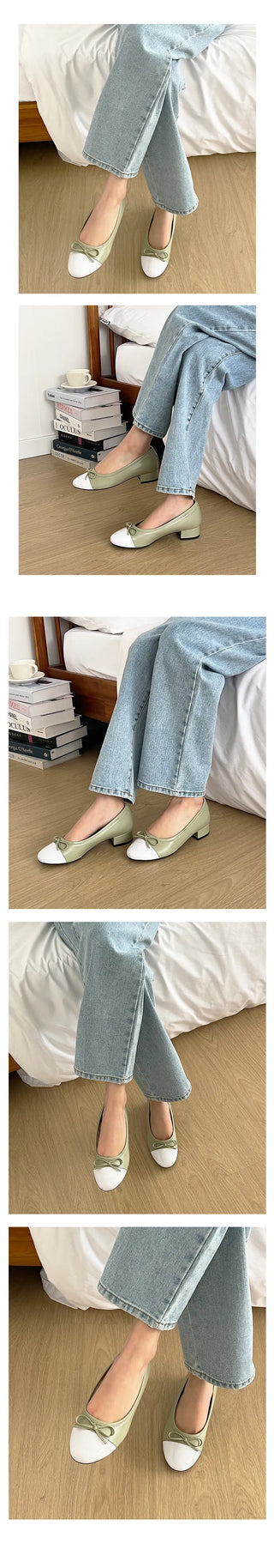 Maya Ribbon Enamel Combination Color Block Loafers (3/1CM)
