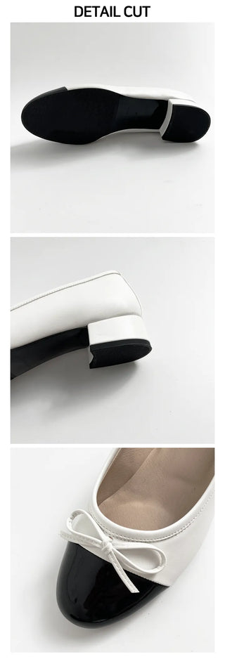 Maya Ribbon Enamel Combination Color Block Loafers (3/1CM)