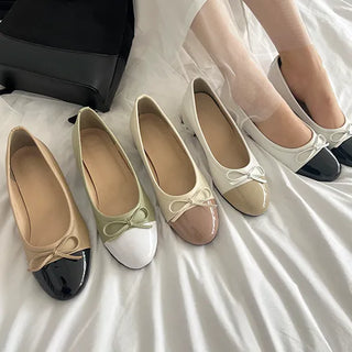 Maya Ribbon Enamel Combination Color Block Loafers (3/1CM)