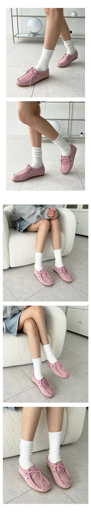 Mocha Nubuck Suede Square Loafers (2CM)