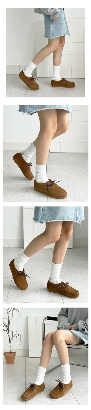 Mocha Nubuck Suede Square Loafers (2CM)