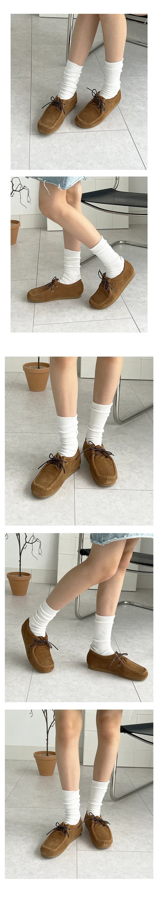 Mocha Nubuck Suede Square Loafers (2CM)
