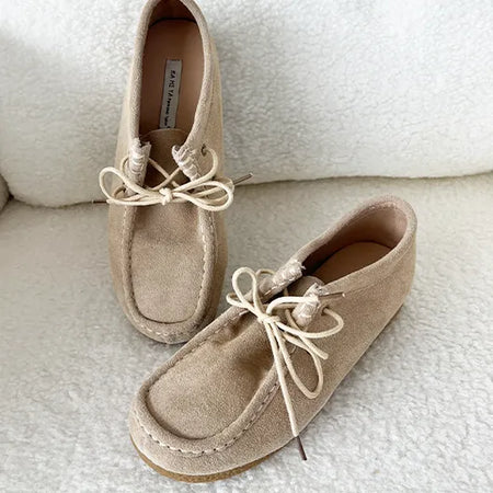 Mocha Nubuck Suede Square Loafers (2CM)