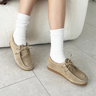 Mocha Nubuck Suede Square Loafers (2CM)