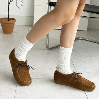 Mocha Nubuck Suede Square Loafers (2CM)