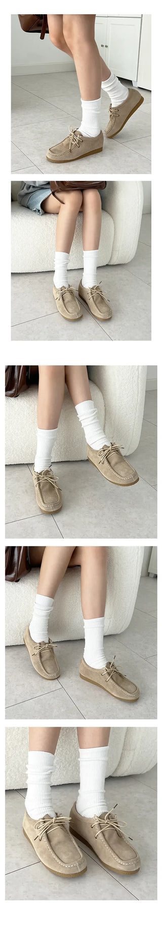 Mocha Nubuck Suede Square Loafers (2CM)