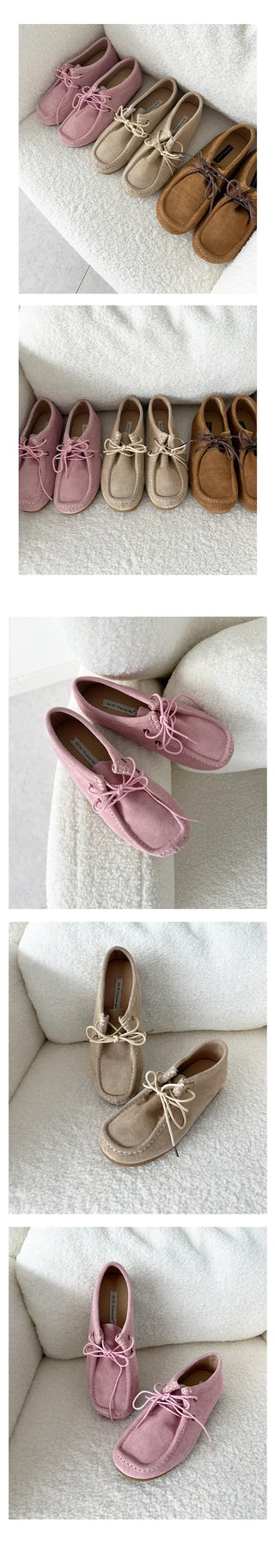 Mocha Nubuck Suede Square Loafers (2CM)