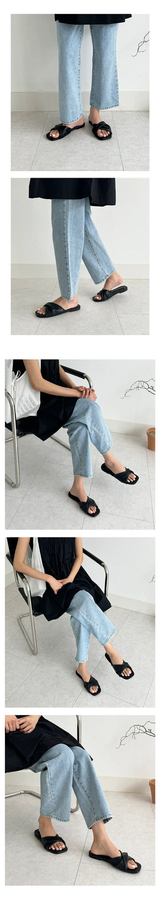 Yuha Twisted X-shaped Summer Resort Vacation Slippers Bloafer Sandals (1cm)