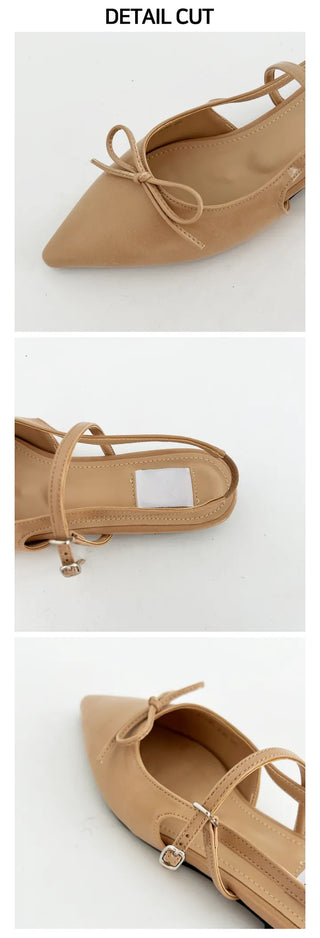 Camille Ribbon Stiletto Slingback Flats (1cm)