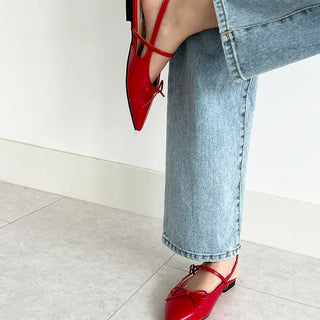 Camille Ribbon Stiletto Slingback Flats (1cm)