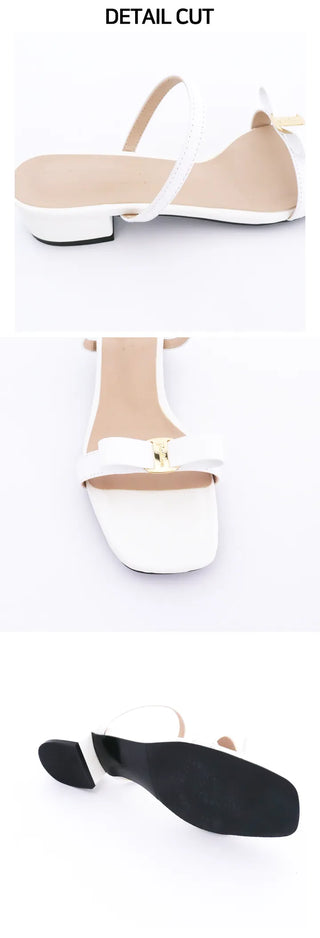 Foaming ribbon mule summer heel sandals (5/3cm)
