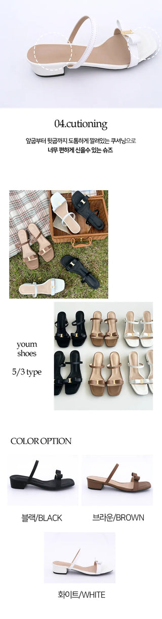 Foaming ribbon mule summer heel sandals (5/3cm)