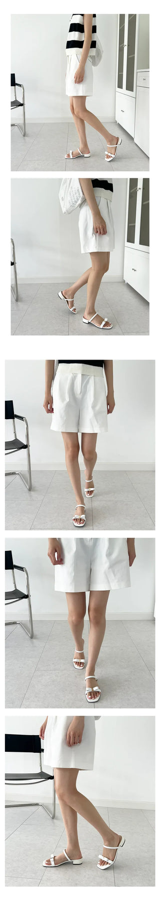 Foaming ribbon mule summer heel sandals (5/3cm)