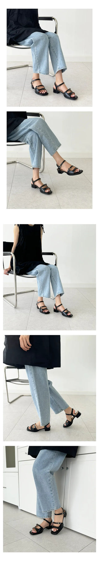 Orb Square Buckle Gaboshi Comfortable Sandal Heel (3cm)