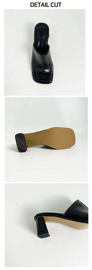 Square Obey mid-line cutout pumps sandal heel mules (6cm)