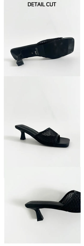 UM Marine Square See-Through Mesh Mule Bloafers (6cm)