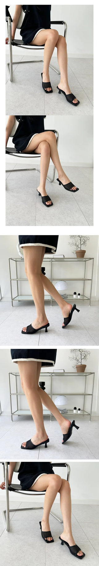 UM Marine Square See-Through Mesh Mule Bloafers (6cm)